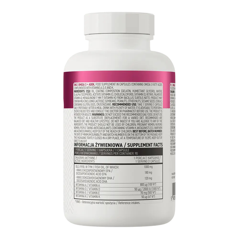 Омега 3 OstroVit Omega 3 + ADEK 90 caps Луцк - изображение 2
