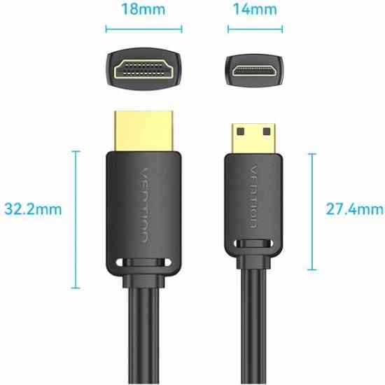 Кабель HDMI M - Mini M, 3.0 м, V2.0 4K 60Гц 18Gbps HDR Dolby Vention Винница