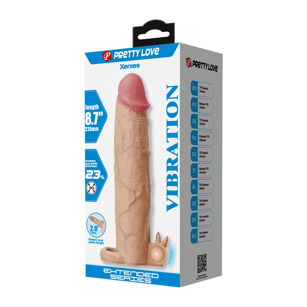 Насадка на пенис с вибро PRETTY LOVE-Xerxes – Penis Sleeve with Vibrating Ring, Flesh Color, 22 cm Sex Aura Киев - изображение 7