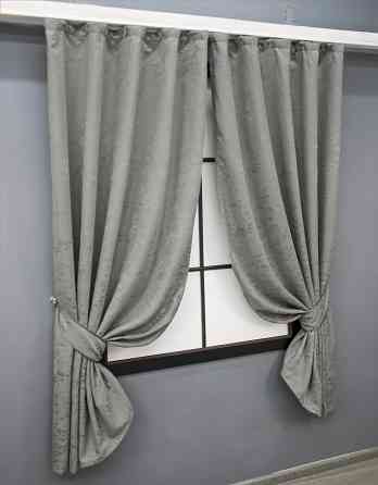 Комплект коротких штор VR-Textil Лен мрамор Pavliani № 1665ш Серый 130х170 см 2 шт (35-0305) Киев