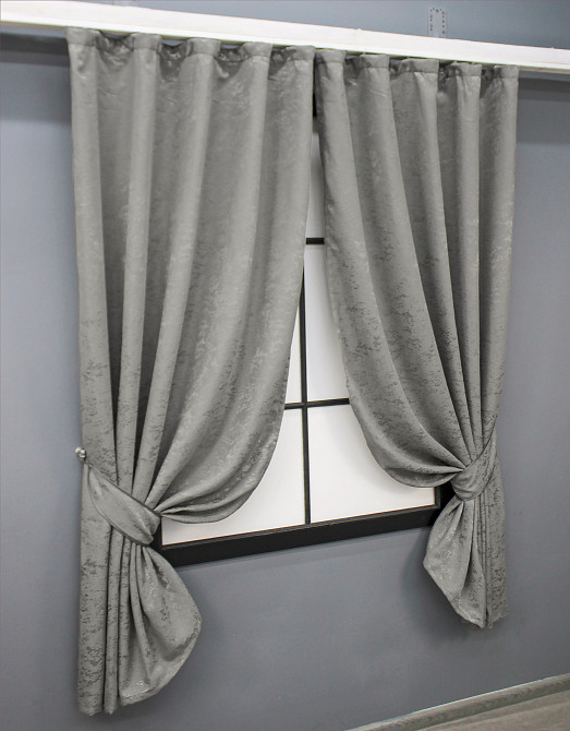 Комплект коротких штор VR-Textil Лен мрамор Pavliani № 1665ш Серый 130х170 см 2 шт (35-0305) Киев - изображение 2