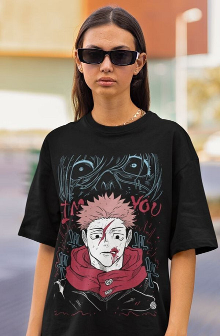 Футболка для мальчика аниме Магическая битва оверсайз (рост от 165 до 180 ) Черний AnimeJ0926m Днепр - изображение 3