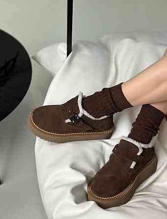 Olli Угги жіночі OLLI шоколадні натуральна замша з хутром висота підошви 0.75 см (К-16-Юга 5720 Коломия