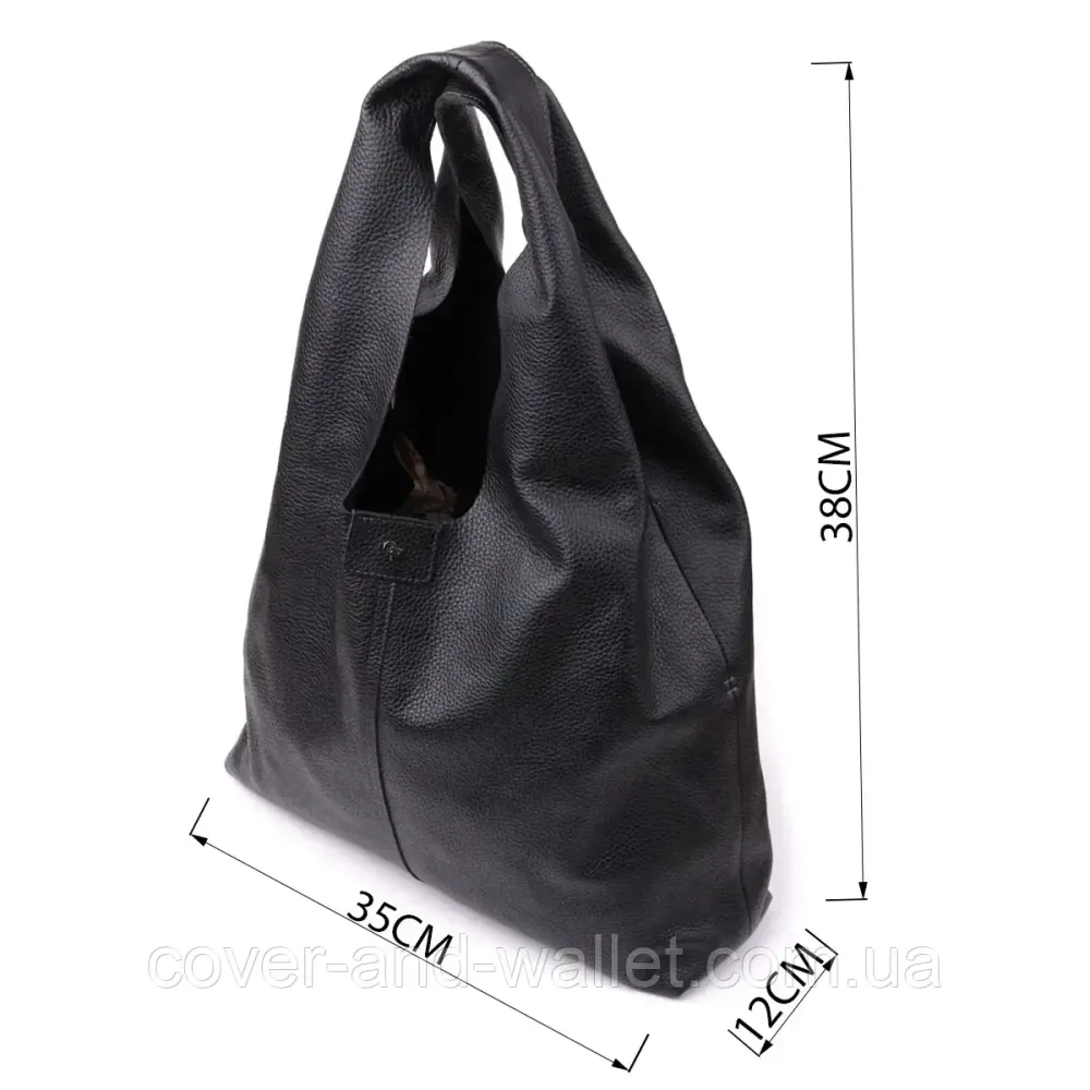 Женская сумка шоппер 2 в 1 из натуральной кожи черного цвета Grande Pelle 748710 Киев - изображение 2