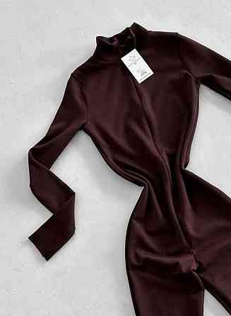 Женский базовый облегающий комбинезон с утеплением турецкий плотный эластичный рубчик на флисе Шоколад, 42/44 Одесса