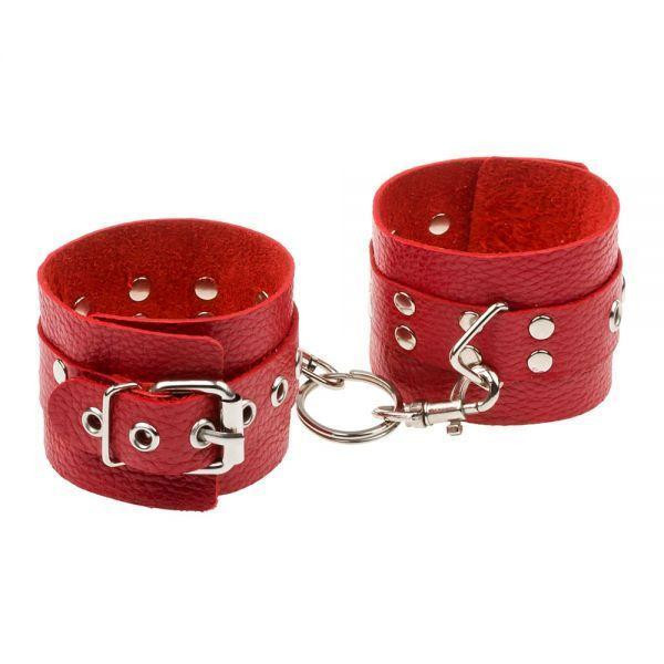 Наручники Leather Restraints Hand Cuffs Red Sex Aura Київ - фото 1