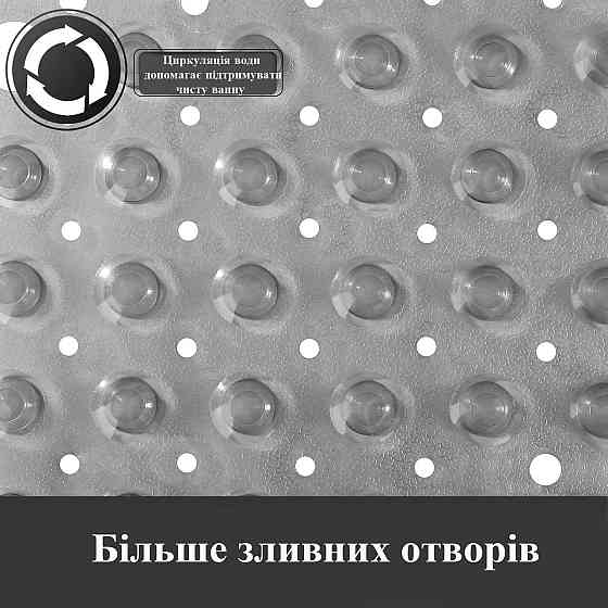 Силіконовий килимок протиковзкий Bathlux на присосках для ванни та душу, квадратний 53*53 см Сірий Кам'янець-Подільський