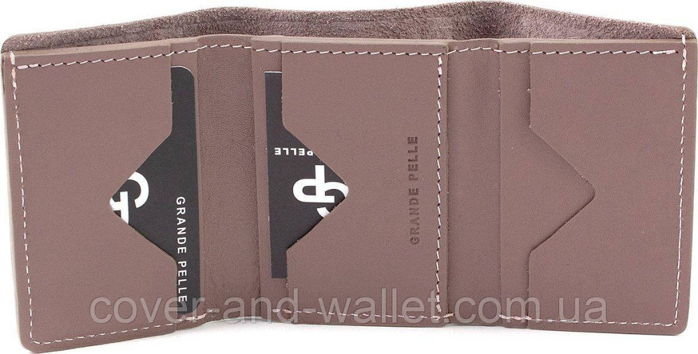 Небольшой женский кожаный кошелек пудрового цвета ручной роботы Grande Pelle Киев - изображение 7