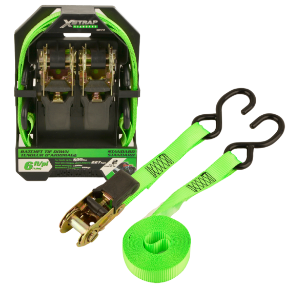 Набір стяжних ременів з храповим механізмом для кріплення вантажу 2 шт. 25 мм х 1,8 м стропи з навантаженням  227 кг Кам'янець-Подільський