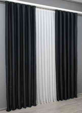 Комплект готовых штор VR-Textil Софт однотонний Черный 150х270 см 2 шт (33-0262) Киев