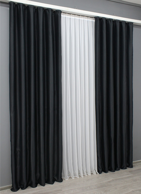 Комплект готовых штор VR-Textil Софт однотонний Черный 150х270 см 2 шт (33-0262) Киев - изображение 5