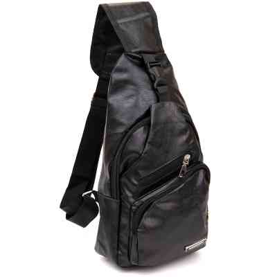 Сумка Vintage Кросс боди с эмблемой из кожзама Черная (20568) Винница