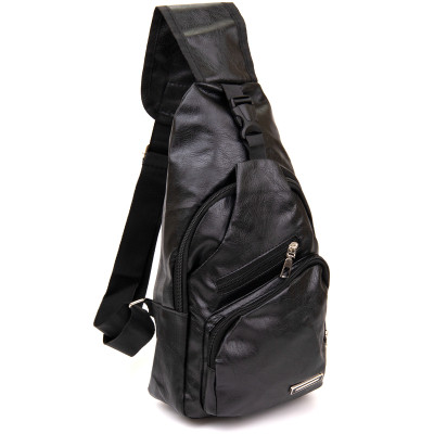 Сумка Vintage Кросс боди с эмблемой из кожзама Черная (20568) Винница - изображение 1