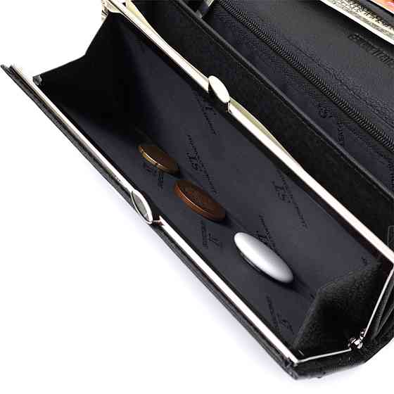 Класичний жіночий гаманець з натуральної шкіри ST Leather 22676 Чорний Київ