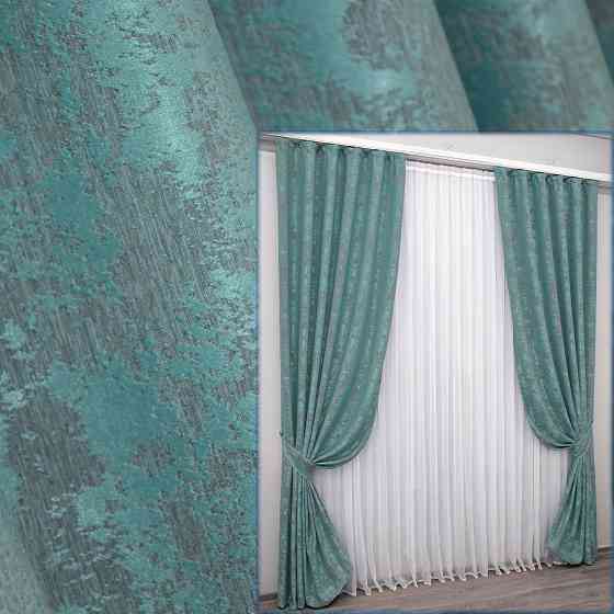 Комплект готовых штор VR-Textil Жаккард Sultan YL № 1292ш Бирюзовый 150х270 см 2 шт (33-0141) Киев