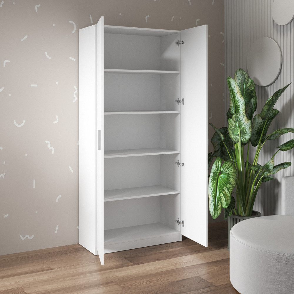 Шафа VAYS M-35 Білий, 2-дверна, з полицями, ЛДСП, 80×37×181 см - для дому, офісу, спальні Львів - фото 4