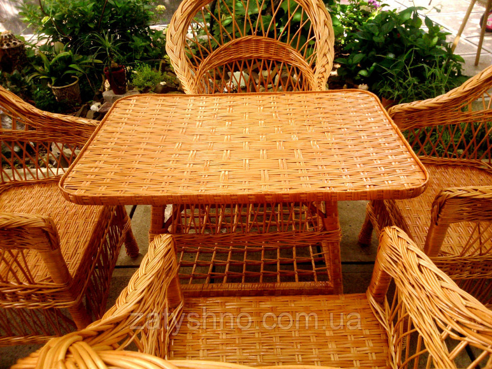 Крісла та стіл плетені з лози Київ - фото 1