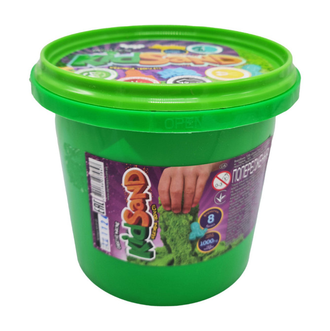 Набір креативної творчості "Кінетичний пісок" KidSand" KS-01-01 відро 1000г Зелений Вінниця - фото 1