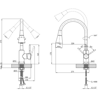 Змішувач Kroner Kuche-C132BLK (CV033126) Вінниця - фото 9