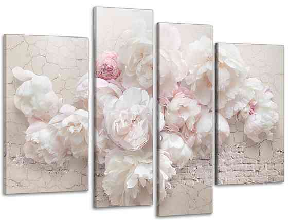 Модульна картина в спальню, вітальню Абстракція Ніжна Півонія Art-622_4 90x132 см Київ