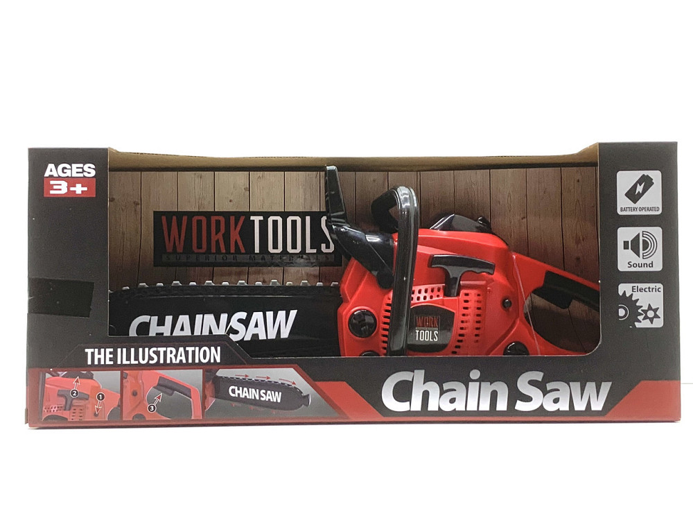 Бензопила іграшкова рухлива стрічка звук Червона (OYG603) Чернігів - фото 2