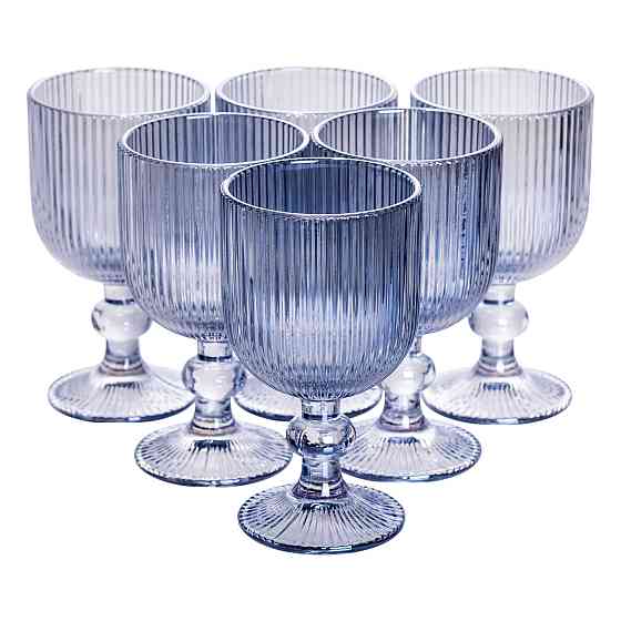 Набір келихів для вина 6 (шт) по келихи під вино 220 (мл) на ніжці келихи винні Блакитний HP-19-7114BL Коломия