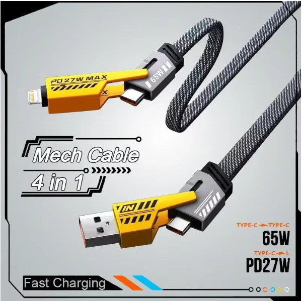Кабель для быстрой зарядки 4 в 1 PD 60W шнур трансформер для зарядки гаджетов 1,5 метра Запоріжжя - фото 3