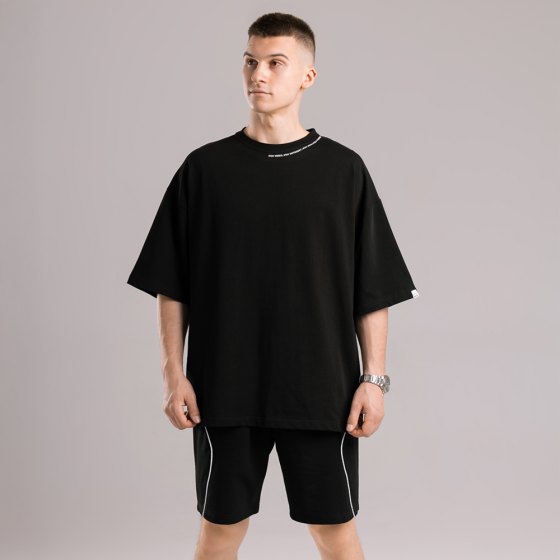Базова чорна оверсайз футболка чоловіча весна літо однотон. Футболка оверсайз Pobedov Onyx Київ