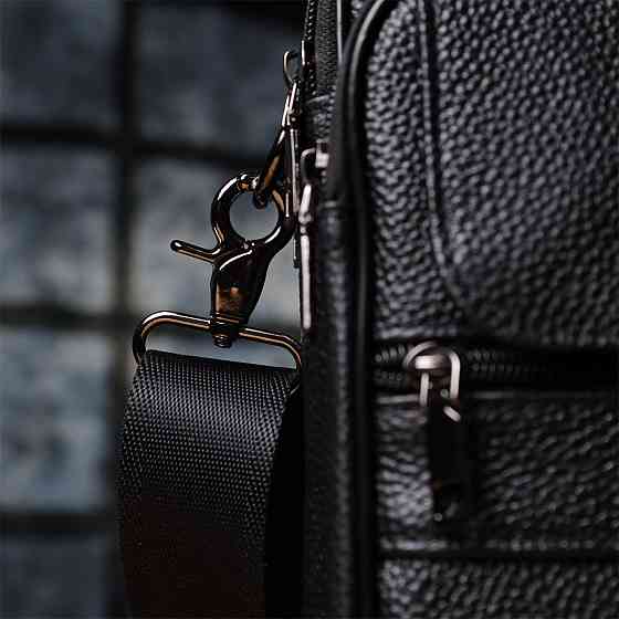 Чоловіча сумка з ручкою для перенесення в руці з натуральної шкіри Чорний (Vintage) Київ