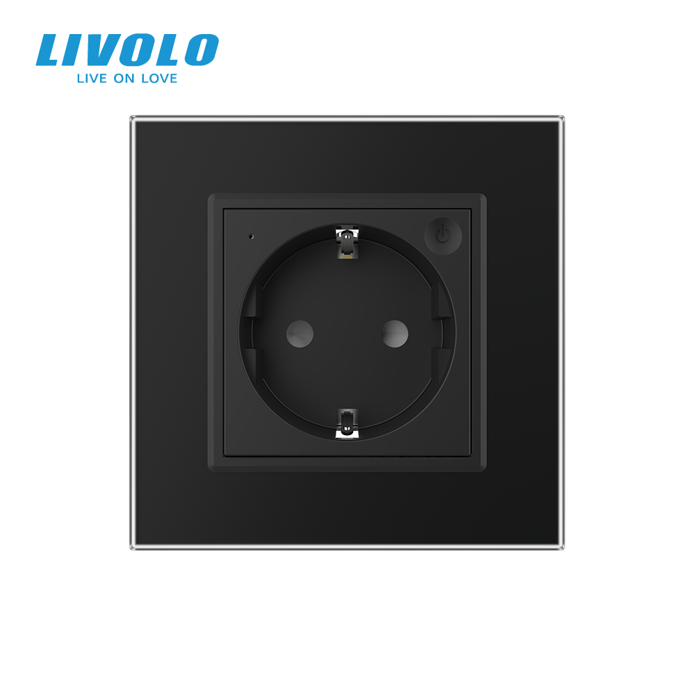 Розумна розетка EC з заземленням LIVOLO чорна матова скло Коломия - фото 4