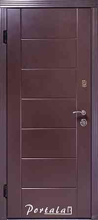 Двери уличные для частного дома, серия Люкс+Кале, крашенный МДФ (RAL8019), модель Токио Киев