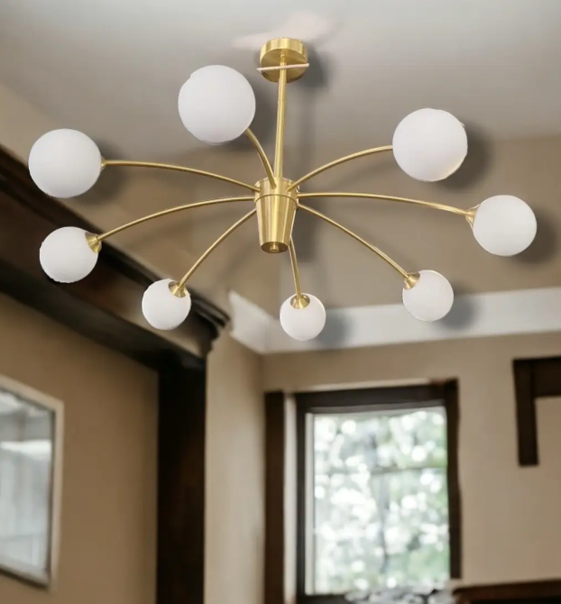 Світлодіодна люстра Кульки 8914 (Золотиста) 10 плафонів Київ - фото 1