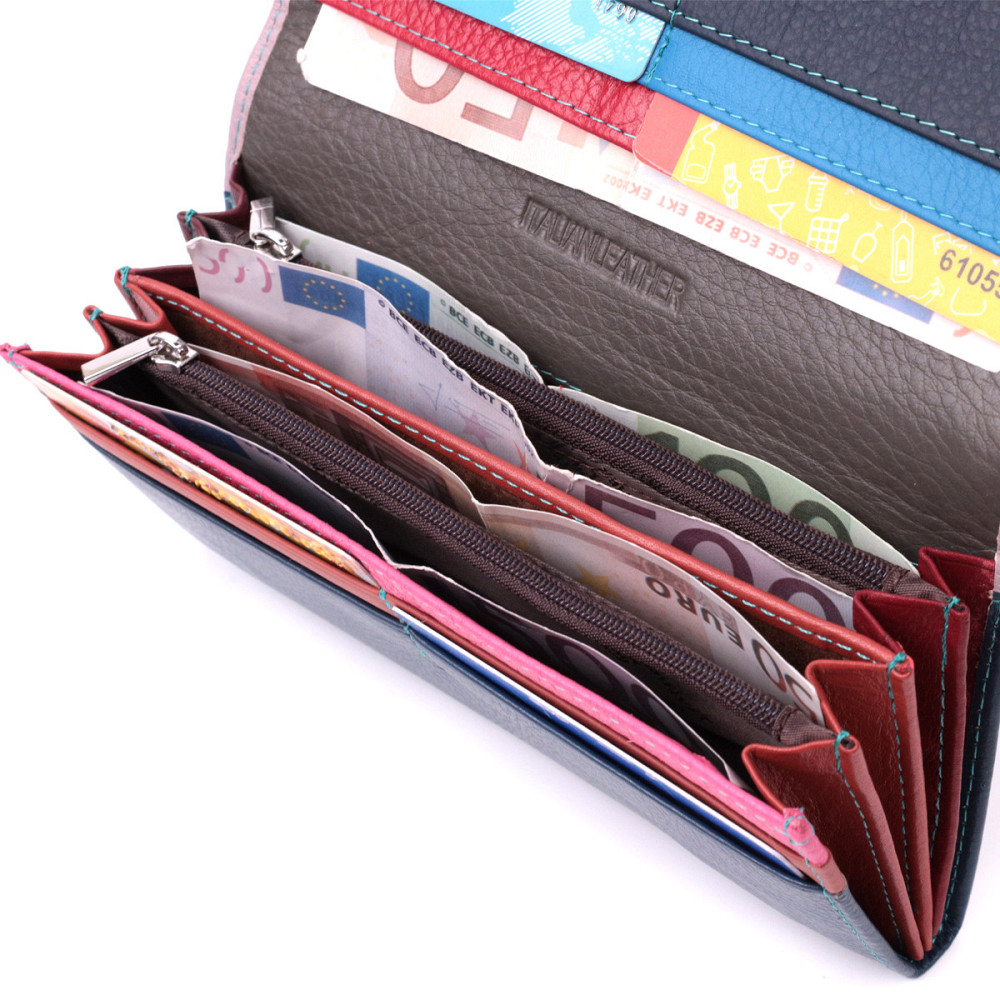 Жіночий практичний гаманець з натуральної шкіри Різнокольоровий (ST Leather) Київ - фото 1