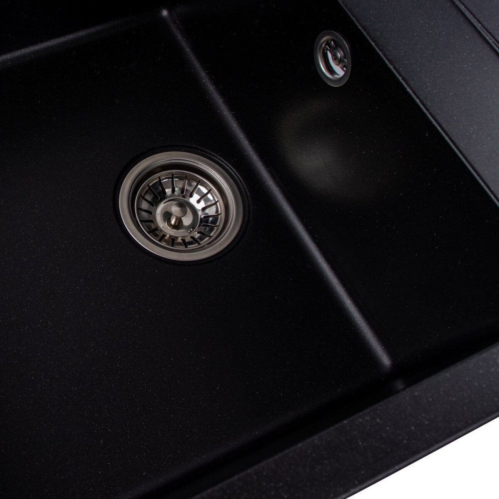 Гранітна мийка для кухні VALESO SELENA 7950 матова Чорний металік Коломыя - изображение 3