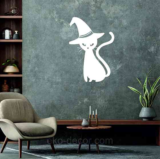 Декоративне настінне Панно «Кіт», Декор на стіну 110*75 см, Білий Київ