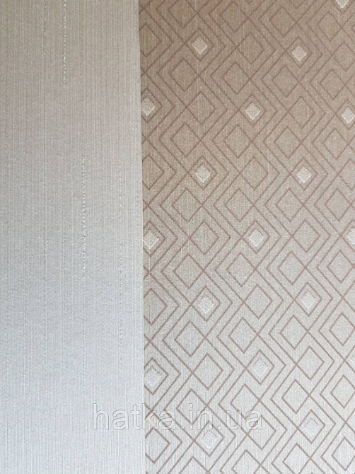 Текстильні шпалери на флізеліновій основі Cador Rasch Textil 086569 темно-бежева основа квадрати геометрія Київ - фото 3