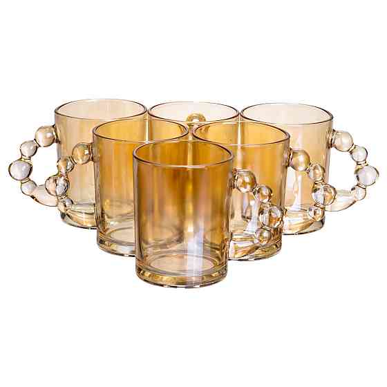 Набор чашек 6 шт для чая и кофе по 350 (мл) кружки стеклянные Коричневый HP-19-ZD-2 SBR Киев