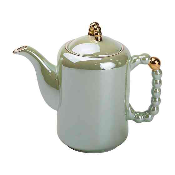 Чайний набір на 6 персон із заварювальним чайником та порцелянаовою підставкою Зелений HP-15-8 Київ