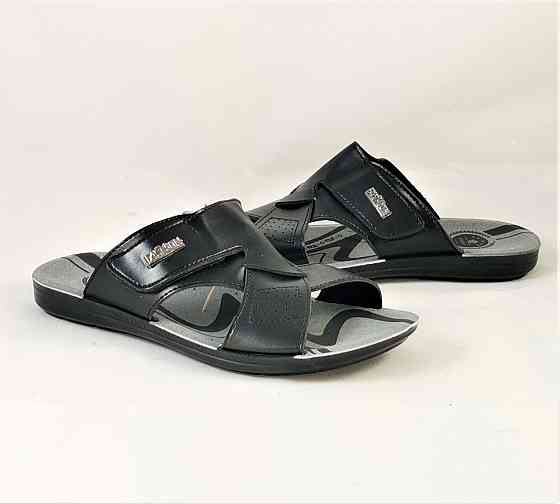 Мужские Шлёпанцы Тапочки Сланцы Чёрные Кожаные (размеры: 42) Днепр