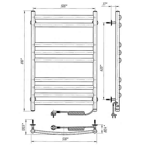 Электрический полотенцесушитель Laris Классик Премиум П9 500Х800 Э правое подкл. Киев