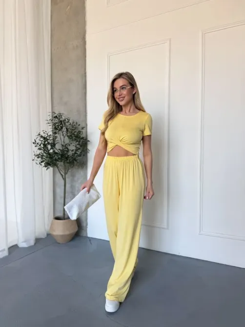 Жіночий літній костюм топ з перекрутом і брюки палаццо віскоза Одеса - фото 8