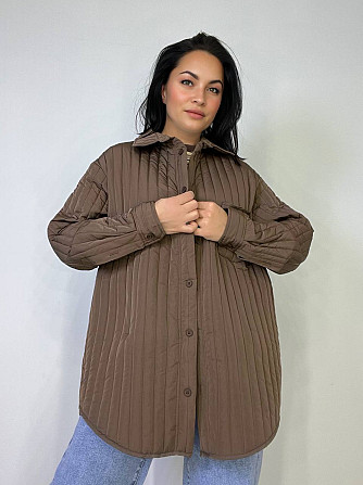 Куртка жіноча Lady Yep 9089 сорочка подовжена оверсайз стьобана демісезонна one size, коричневий, on Одеса - фото 1