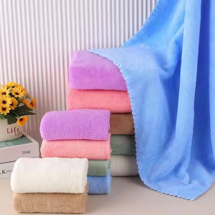 Набір 2 в 1 рушників для душу та ванни для обличчя і тіла, комплект банних флісових рушників 2 шт. колір синій Кам'янець-Подільський - фото 3