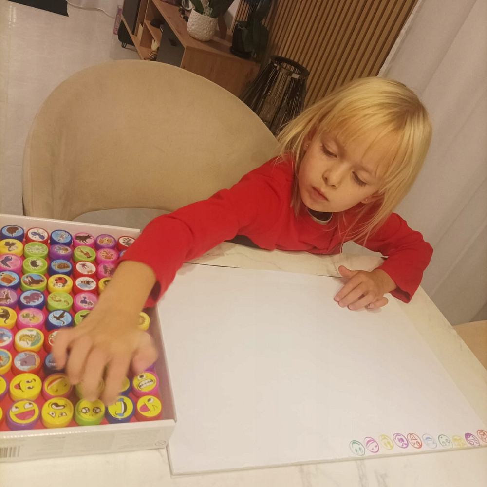 Набор штампов 60 шт / 6 цветов с разными дизайнами для детей Kruzzel (22388) Нововолынск - изображение 7