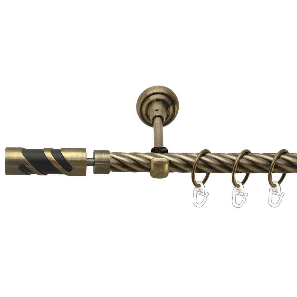 Карниз Orvit Сієна металевий однорядний відкритий скручена труба кільце металеве Антик 19 мм 240 см (00-00026997) Львів - фото 1