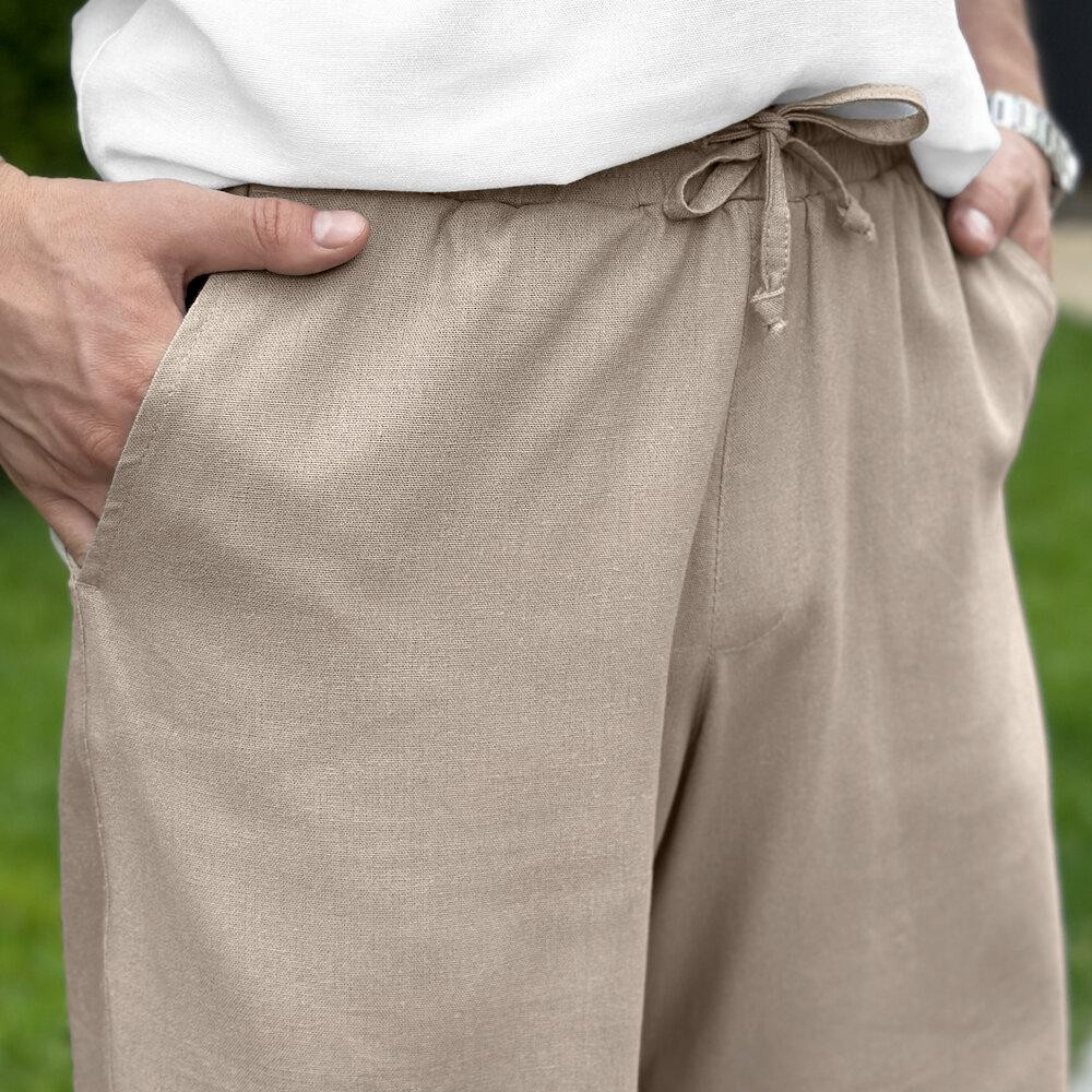 Шорти чоловічі льняні з кишенями бежеві Pobedov Marsel Київ - фото 5