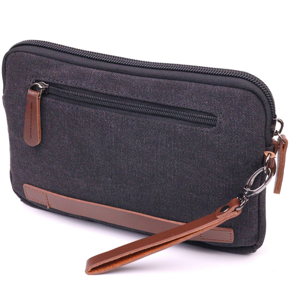 Зручна чоловіча барсетка текстильна 21258 Vintage Чорна Київ - фото 2