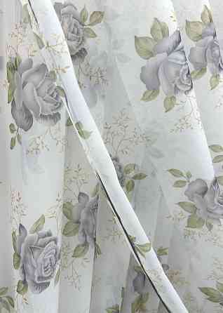 Кухонные шторки VR-Textil № 101к с подвязками Белый с серым 320х170 см (52-1211) Киев