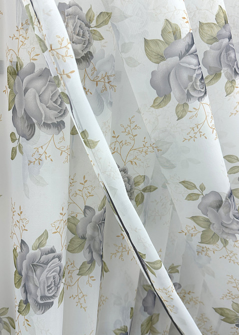 Кухонные шторки VR-Textil № 101к с подвязками Белый с серым 320х170 см (52-1211) Киев - изображение 5