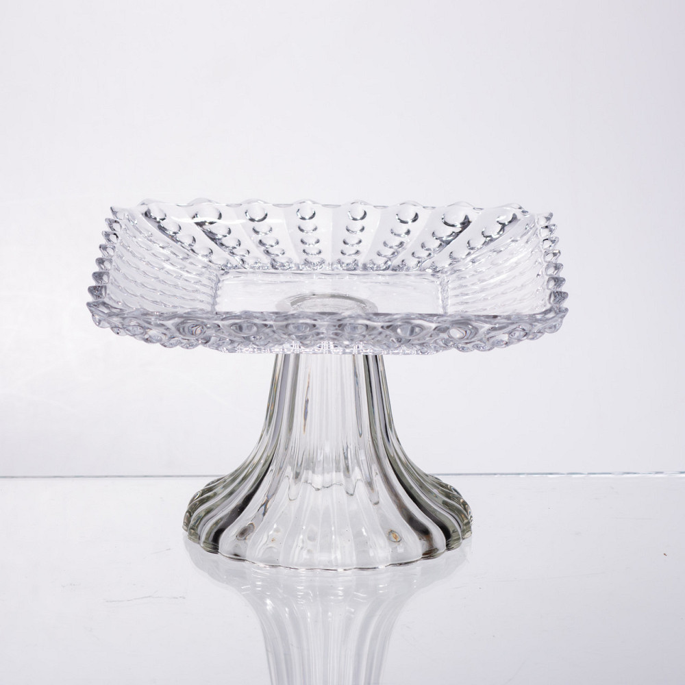 Квадратная стеклянная тортовница на ножке 16 см Киев - изображение 1